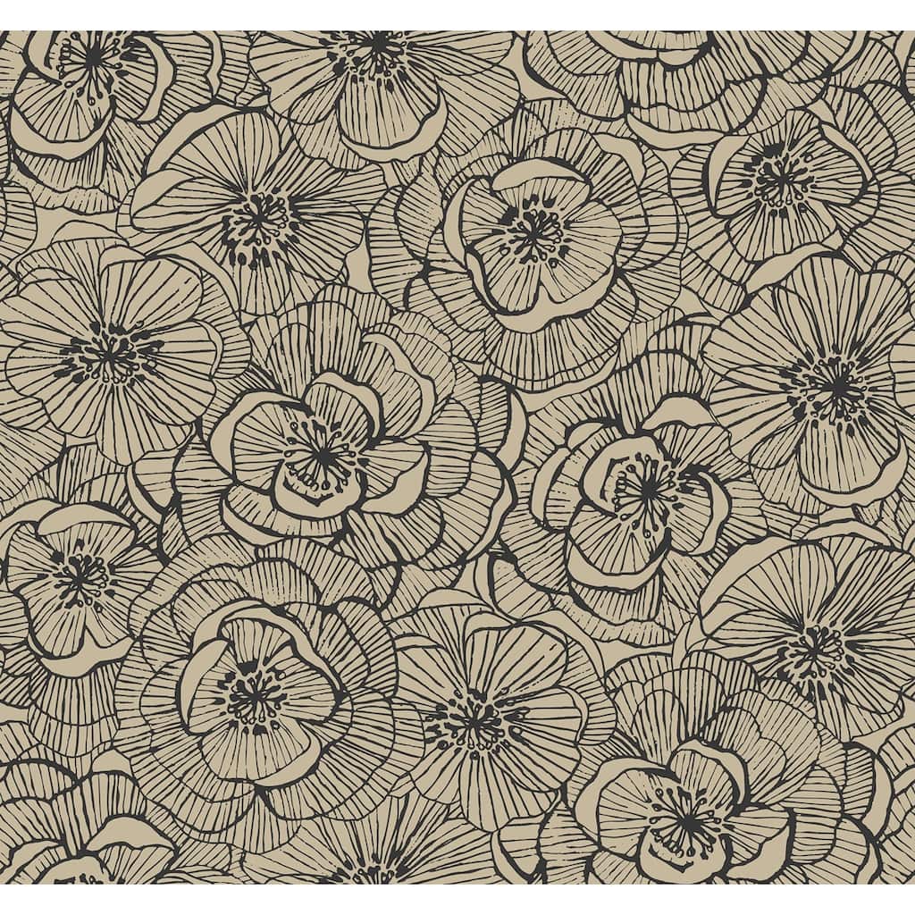 Seabrook Designs Graphic Floral Unpasted Wallpaper