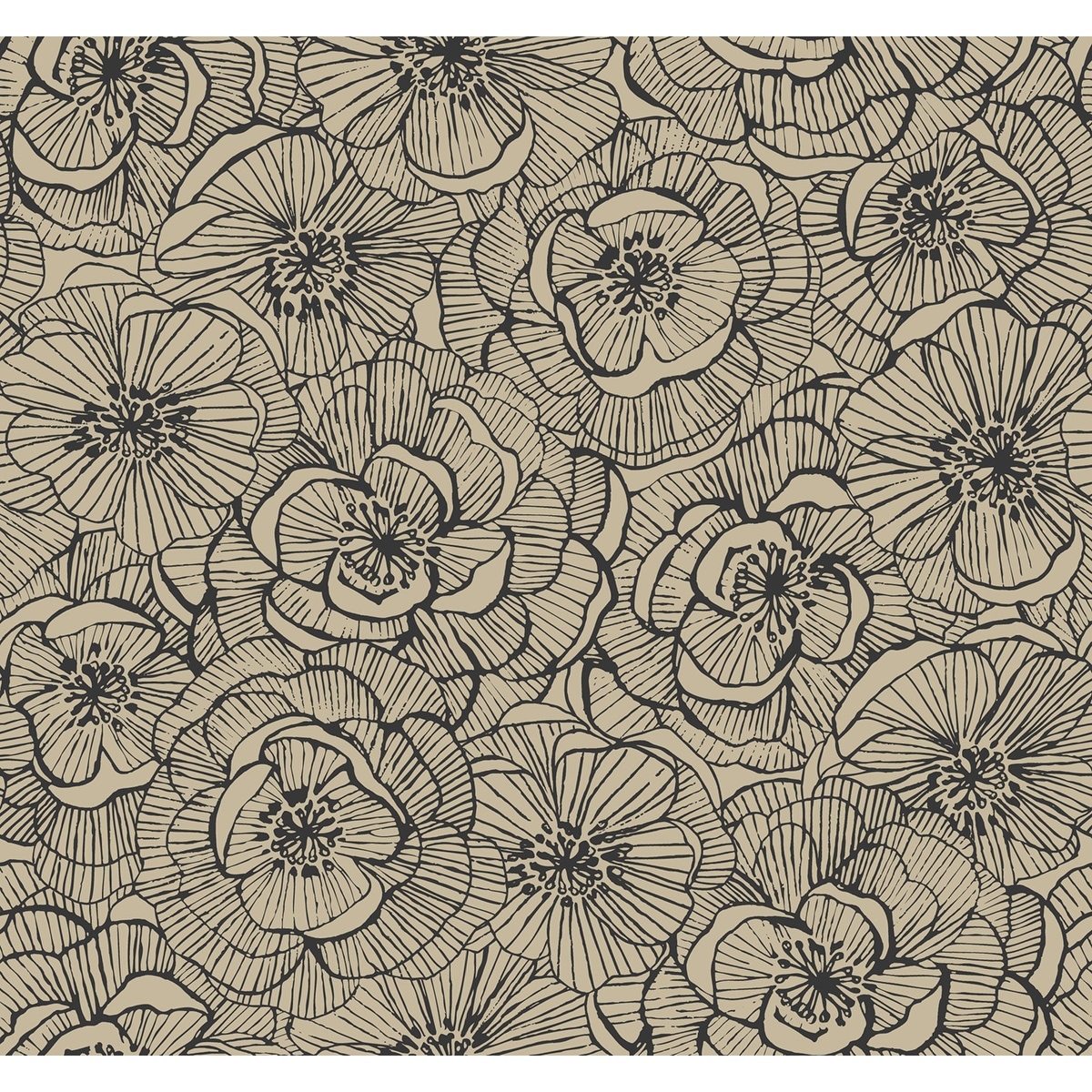 Seabrook Designs Graphic Floral Unpasted Wallpaper