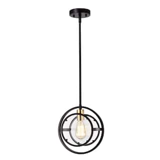 1-light Textured Black/ Burnished Brass Hanging Pendant
