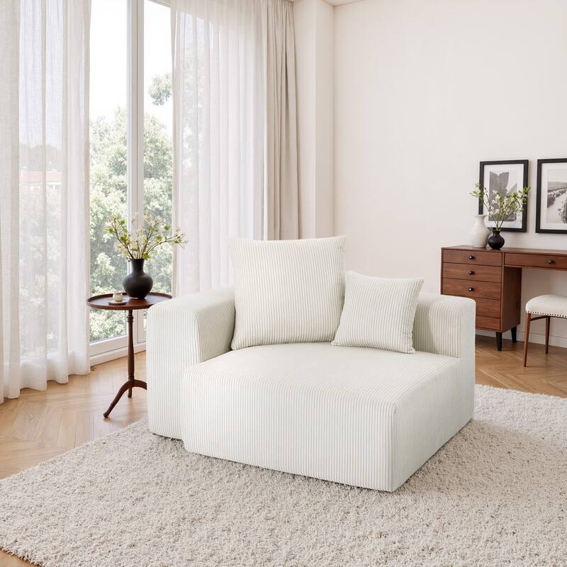 51"W Oversized Modular No Assembly Corduroy Accent Corner Chair