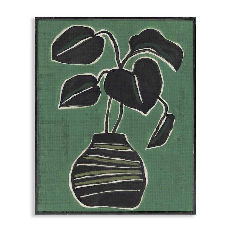 Stupell Green Hued House Plant Framed Giclee Art Design By June Erica Vess - 16 x 20 - Black