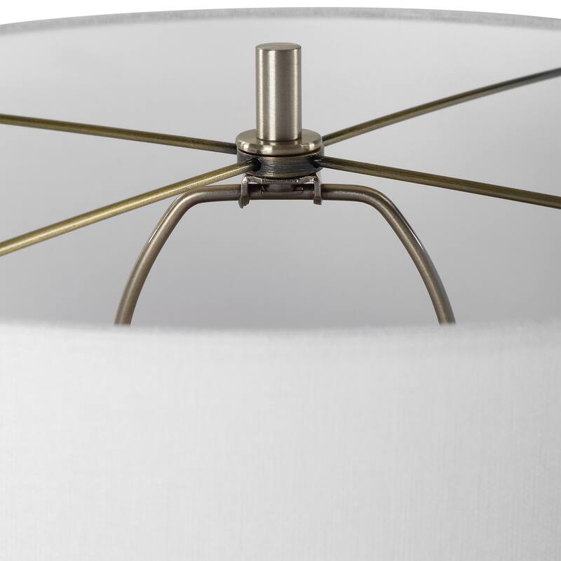Strick & Bolton Blue Ceramic Table Lamp with Textured Design and Linen Shade - 15 x in x 15 x in 23