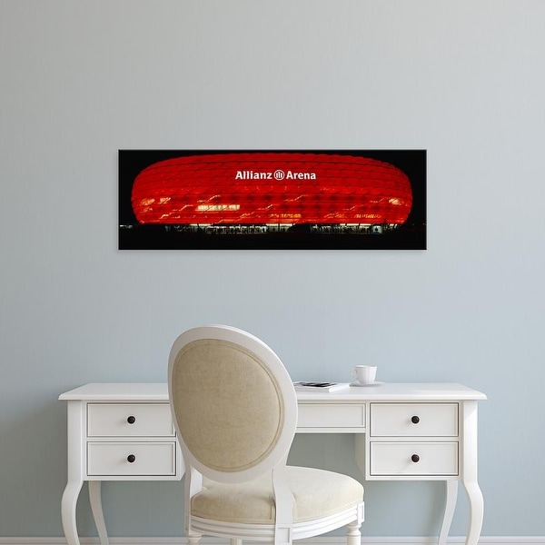 Easy Art Prints Panoramic Images's 'Soccer Stadium Lit Up At Night, Allianz Arena, Munich, Germany' Premium Canvas Art