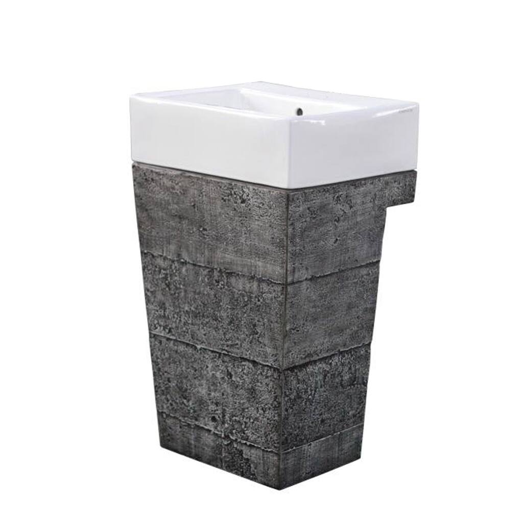 Earth D Outdoor Pedestal Sink Sinlge Vanity - Cement Finish