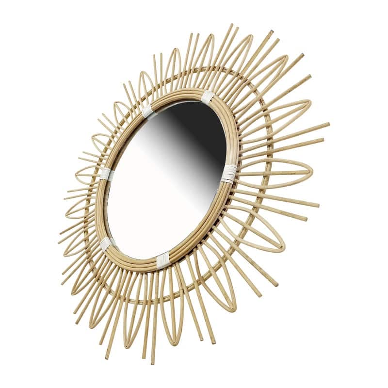Soleil Round Boho Wall Mirror - 31.5"H x 31.5"W x 0.5"D