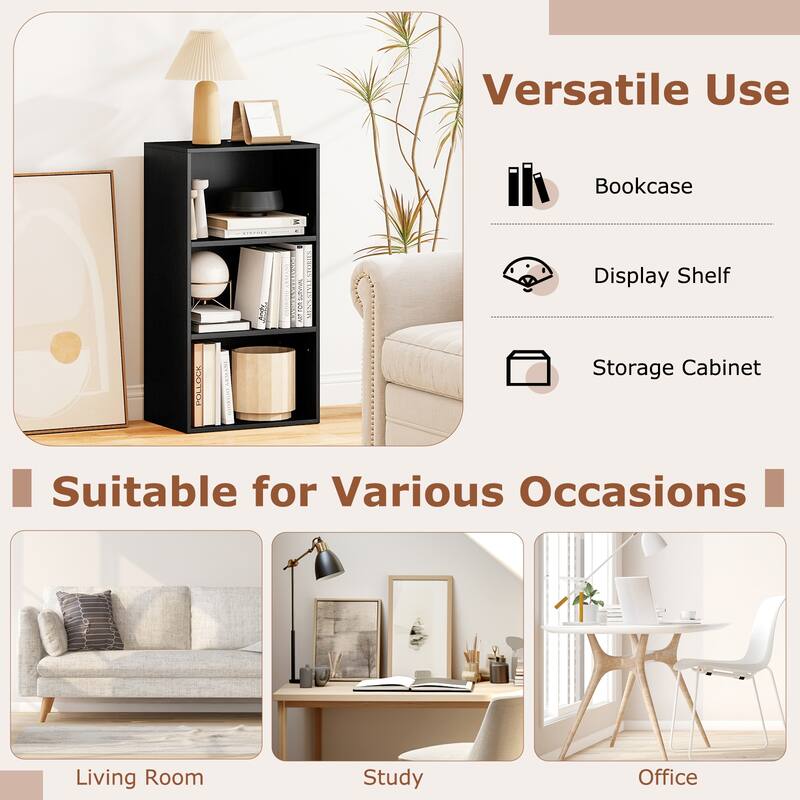 Gymax 2 PCS 3-Tier Cube Bookcase Modern Open Bookshelf w/ Adjustable - See Details