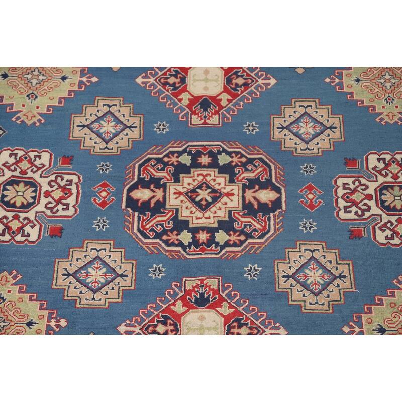 Blue Kazak Rug Hand-Knotted Oriental Wool Carpet - 8'3"x 11'6"