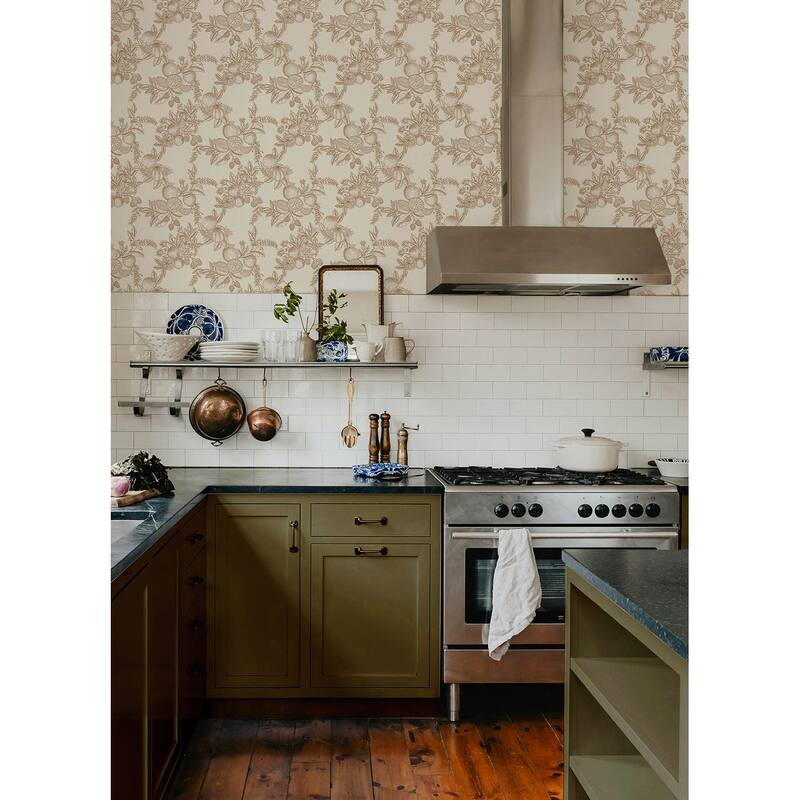 Chris Loves Julia x A-Street Prints Gerty Copper Fruit Toile Wallpaper