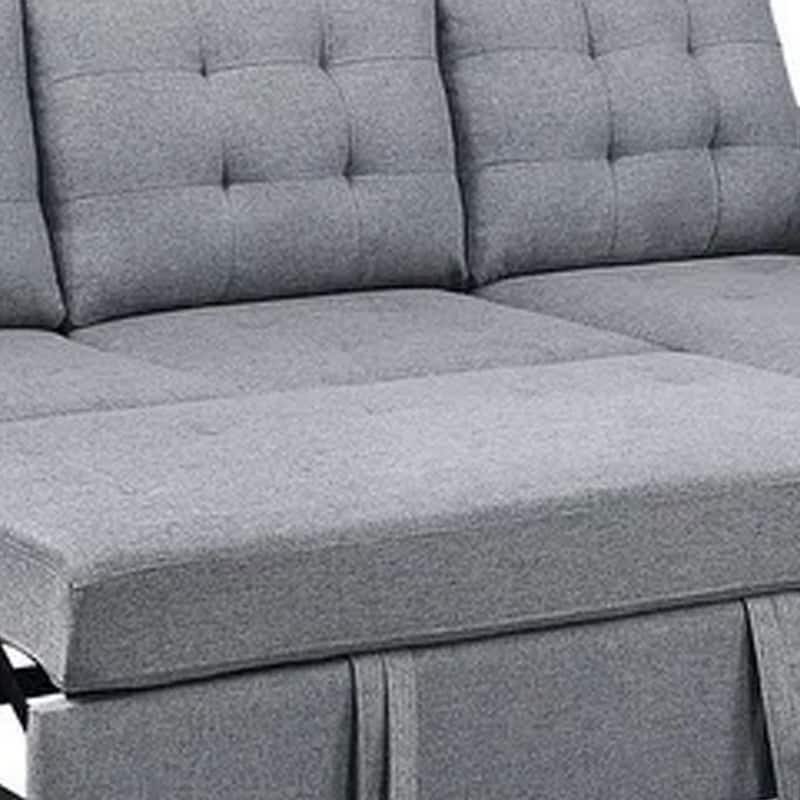 91 Inch Modern Sleeper Sectional Sofa with Reversible Storage Chaise, Gray
