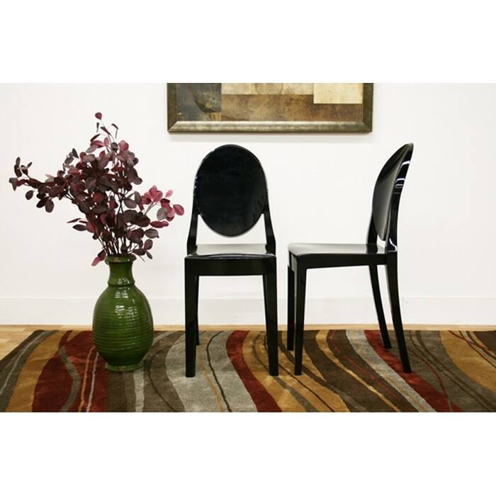 Clear Acrylic Stackable Armless Side Chairs with Oval Back – Modern Transparent Dining, Vanity, Office Accent Chairs (Set of 2)