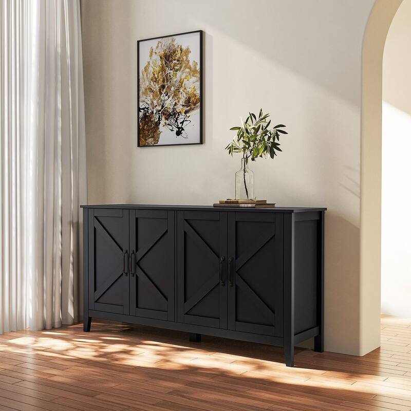 59" Freestanding Storage Cabinet with 4 Doors Buffet/Sideboard