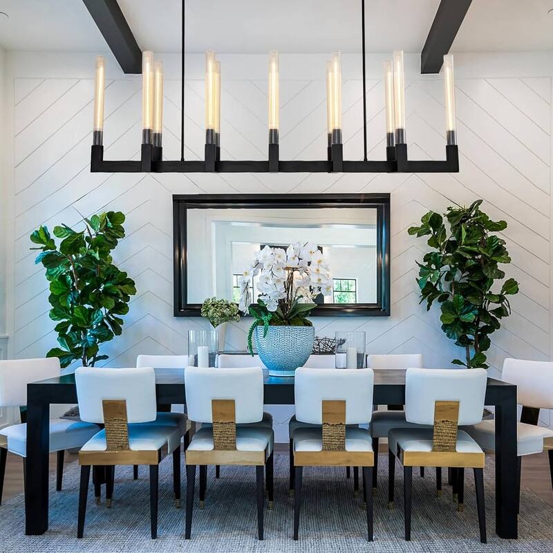 KAYLA 68-Inch 12-Light Modern Chandelier - 61in - Black