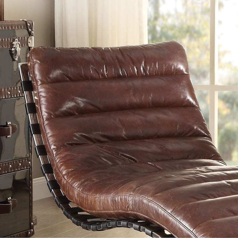 Edwina Vintage Dark Brown and Stainless Steel Armless Chaise