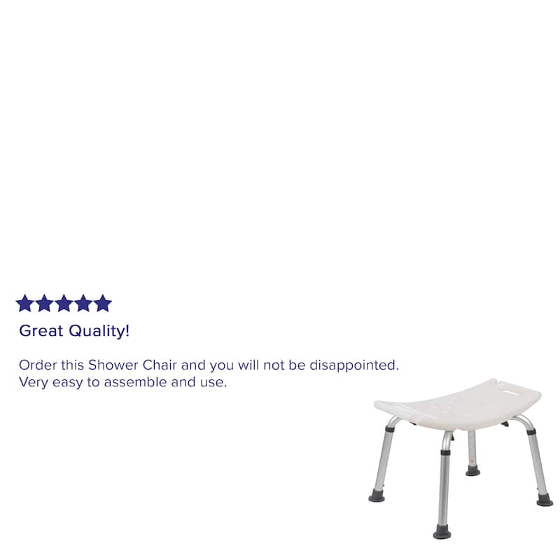 Tool-Free 300 Lb. Capacity, Adjustable Bath & Shower Chair w/Non-slip Feet - 17"D x 19"W x 14.5" - 21.5"H