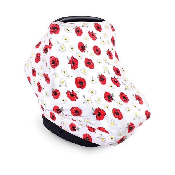 slide 1 of 1, Hudson Baby Infant Girl Multi-use Car Seat Canopy, Poppy Daisy, One Size - Poppy Daisy Poppy Daisy