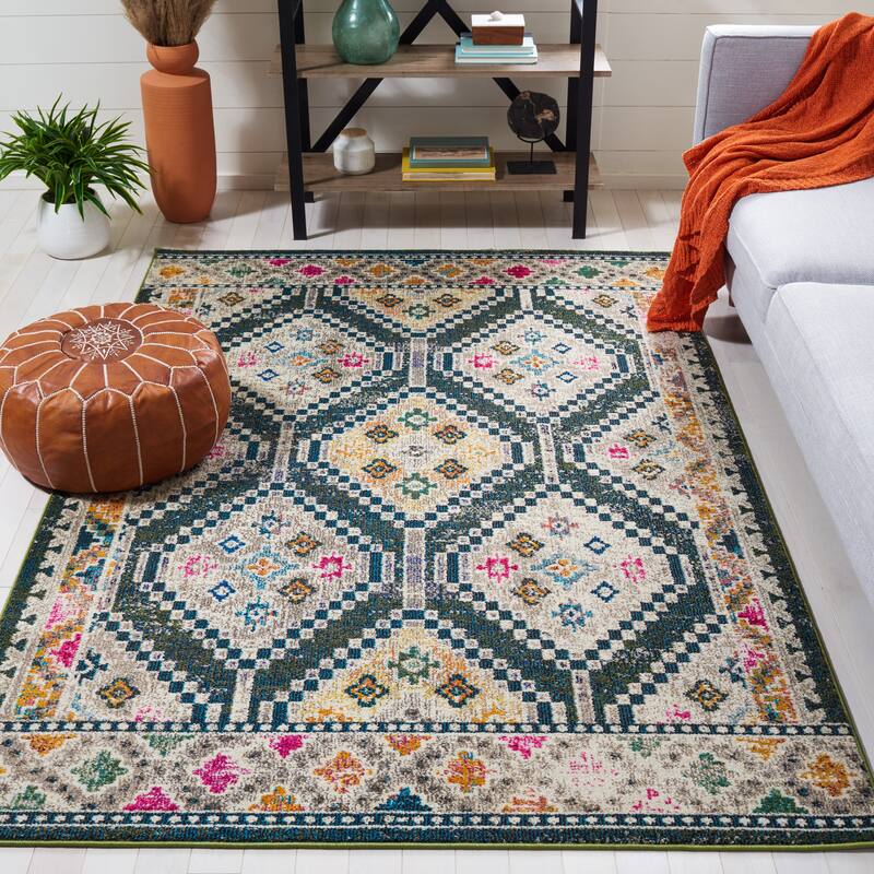 SAFAVIEH Madison Janell Boho Chic Rug - 8' x 10' - Dark Green/Beige