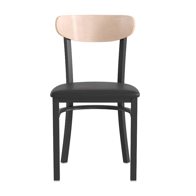 Commercial Metal Dining Chair with Wood Seat and Boomerang Back