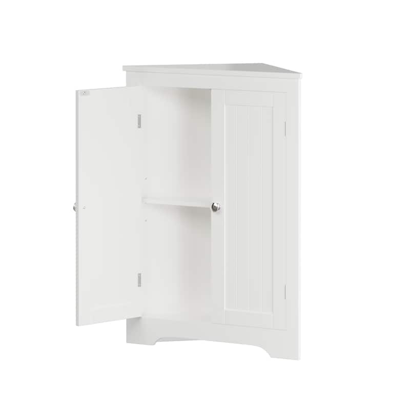 Floor Corner Cabinet with 2 Doors and Adjustable Shelves