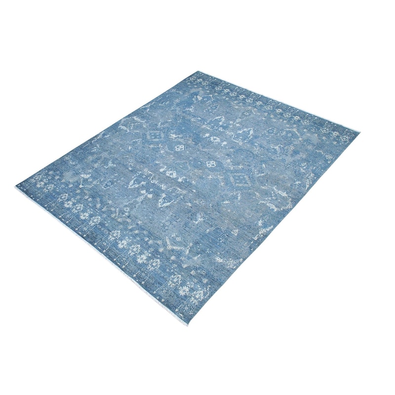Bohemian Harding Blue/Gray Wool&Silk Rug - 11'10'' x 15'2'' - 11 ft. 10 in. X 15 ft. 2 in.