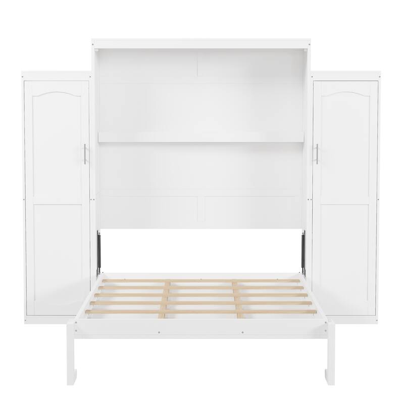 Queen Murphy Bed with 2 Wardrobes & Storage Shelf