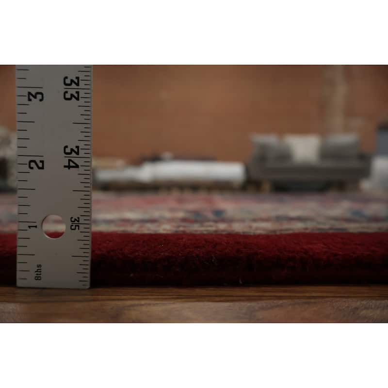 Hand Knotted Oriental 100% Wool Carpet Traditional Floral Red Sarouk Area Rug - 13' 1'' X 8' 10''