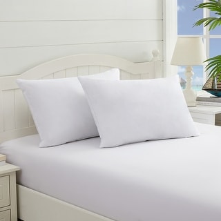 Queen Size Down Alternative Medium Pillow 2 Pack for Back Sleepers by Tommy Bahama® (Hypoallergenic) - White