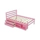 preview thumbnail 6 of 8, Full Size Platform Bed with Removable Storage Shelves, Wooden Bed with Built-in Two Storage Drawers for Bedroom, Pink