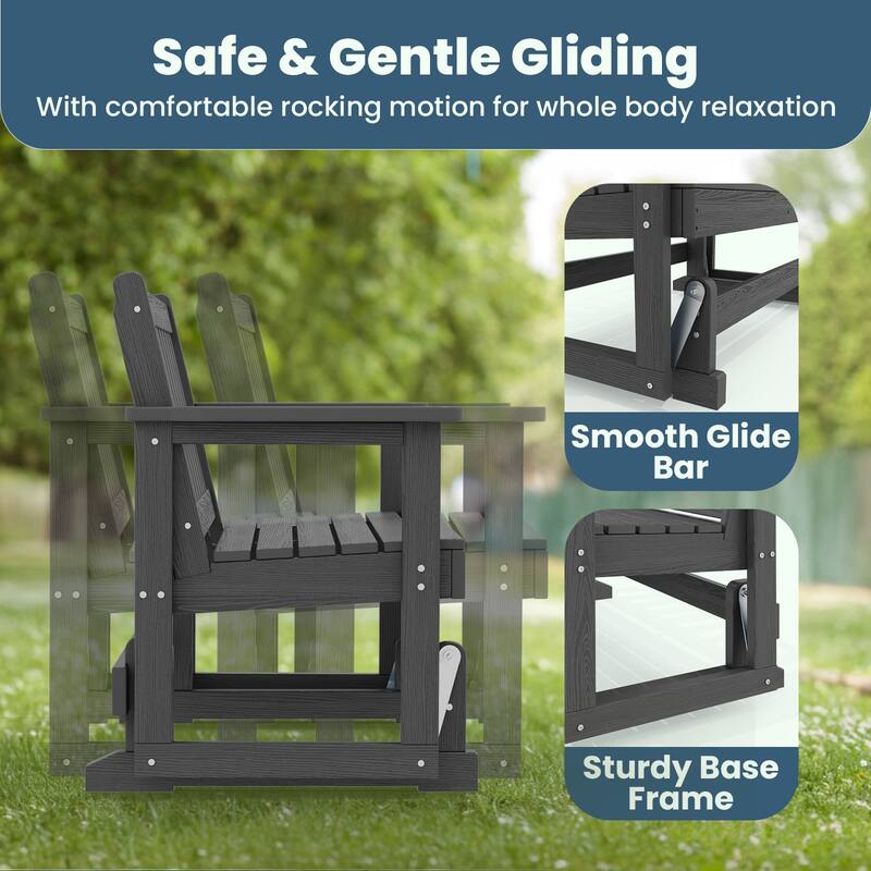 Outdoor Patio HDPE Glider Bench, Garden Rocking Bench