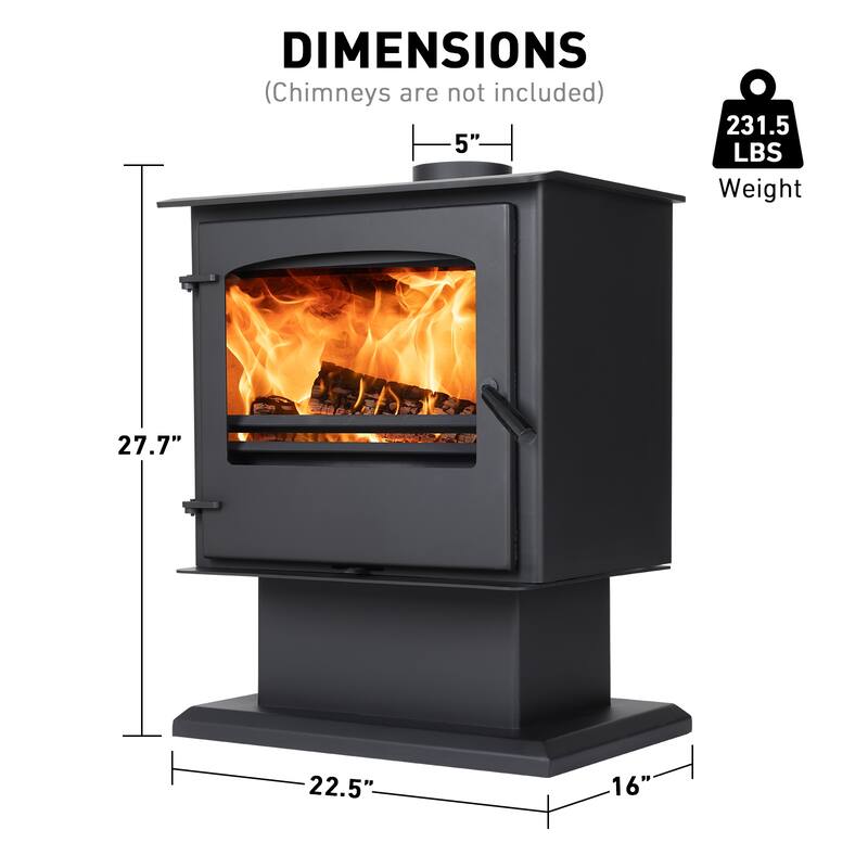 Aoodor Wood Burning Stove, Multi-fuel Stove with Pedestal