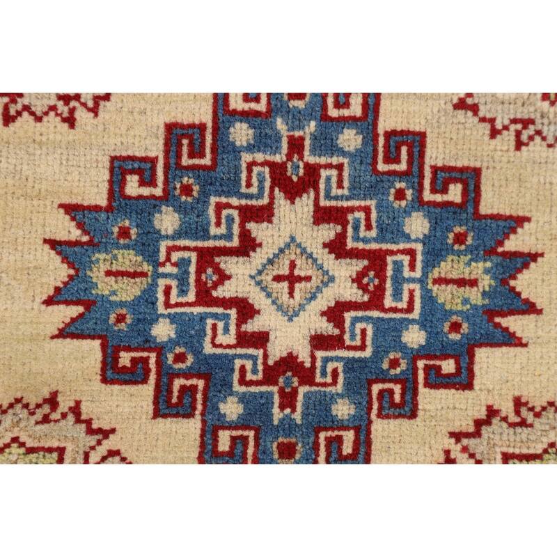 Beige Traditional Kazak Foyer Rug Hand-Knotted Wool Carpet - 2'9" x 4'0"
