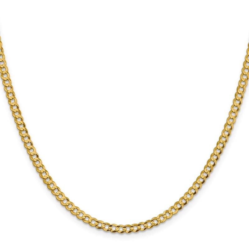 Curata 10k Yellow Gold Unisex 3.7mm Lightweight Flat Miami Curb Chain Bracelet Options: 7" 8" 9"