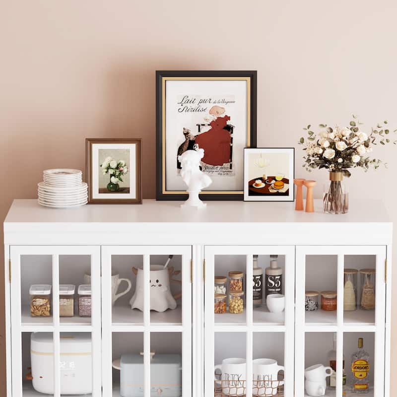 White Storage and Display Cabinet: Glass - door Showcase, Ample Storage & Thoughtful Details