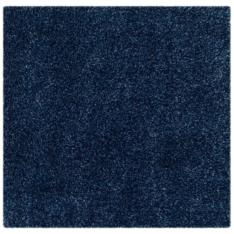 SAFAVIEH California Premium Shag Izat 2-inch Thick Area Rug - 4' Square - Navy
