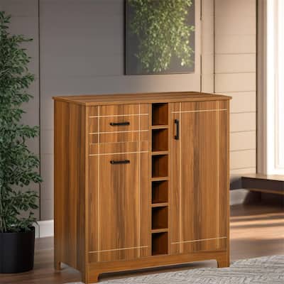 Retro Wine Cabinet for 6 Bottles,Sideboard with Glass Holders,1 Drawer