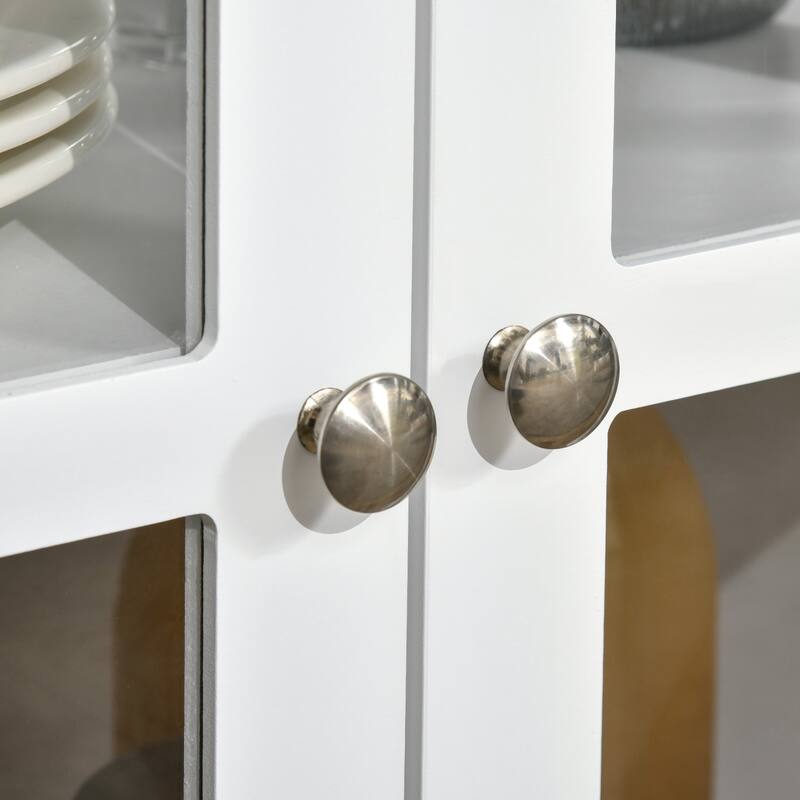 Sideboard Cabinet with Tempered Glass Doors & Adjustable Storage Shelves, White