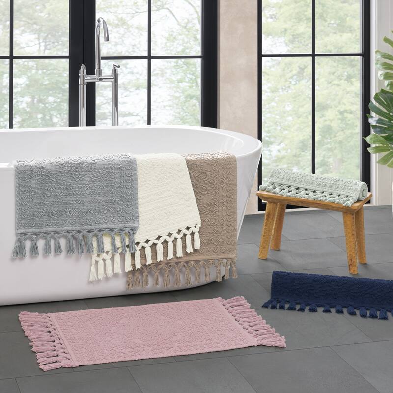 French Connection Nellore Fringe Cotton Bath Rug