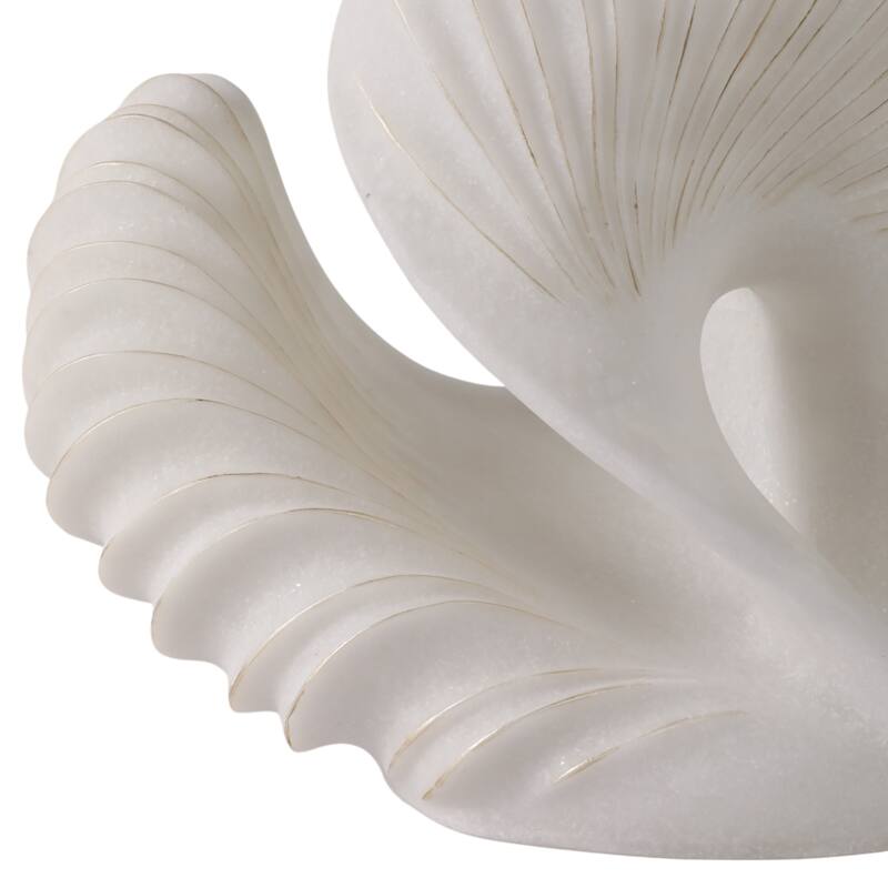 Polyresin Abstract Sculpture Modern Shell Form Home Decor - 14" White - 14" x 6.25" x 14.25"