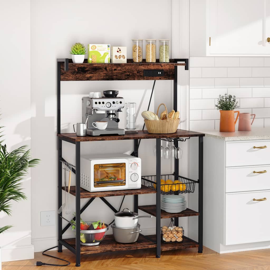 Kitchen Baker's Rack with Power Outlet & USB Ports, Storage Shelf