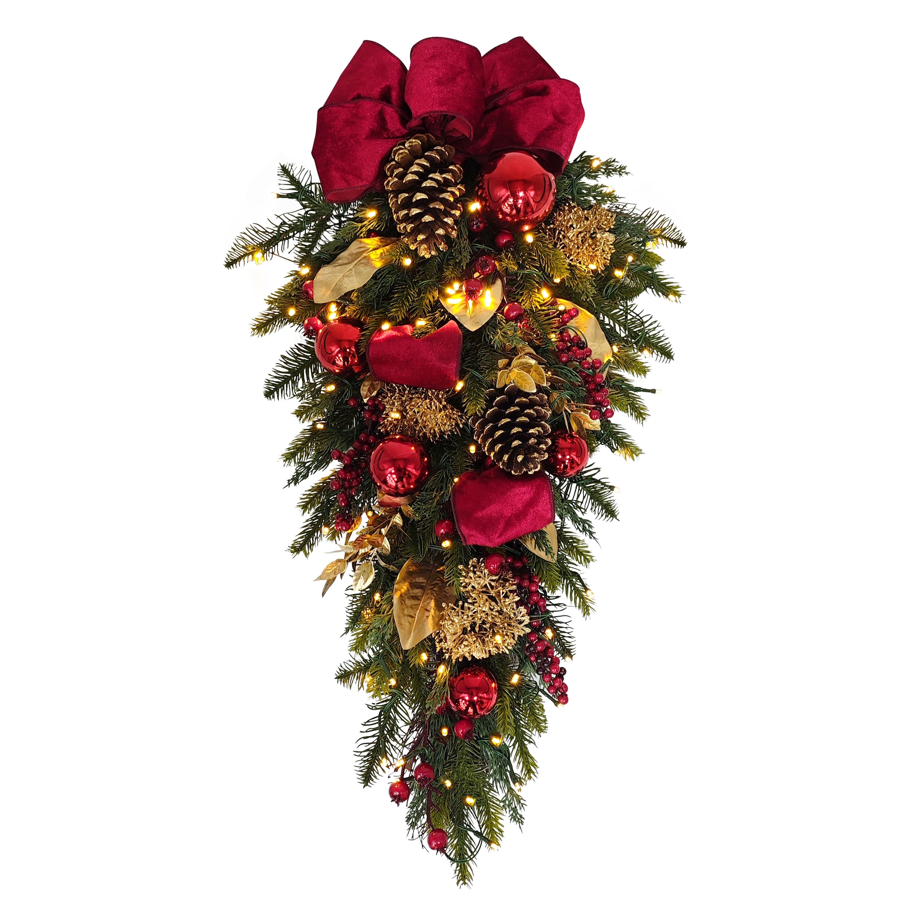 Puleo International 28" Pre-Lit Adorned Swag Battery Operated with LED Lights