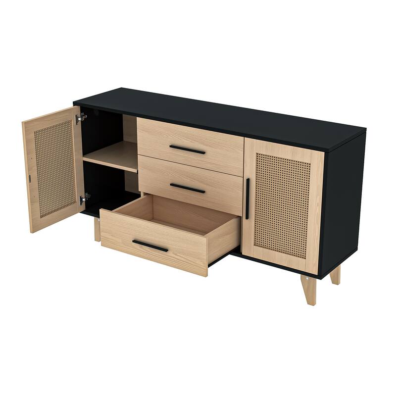 59 inch rattan storage cabinet