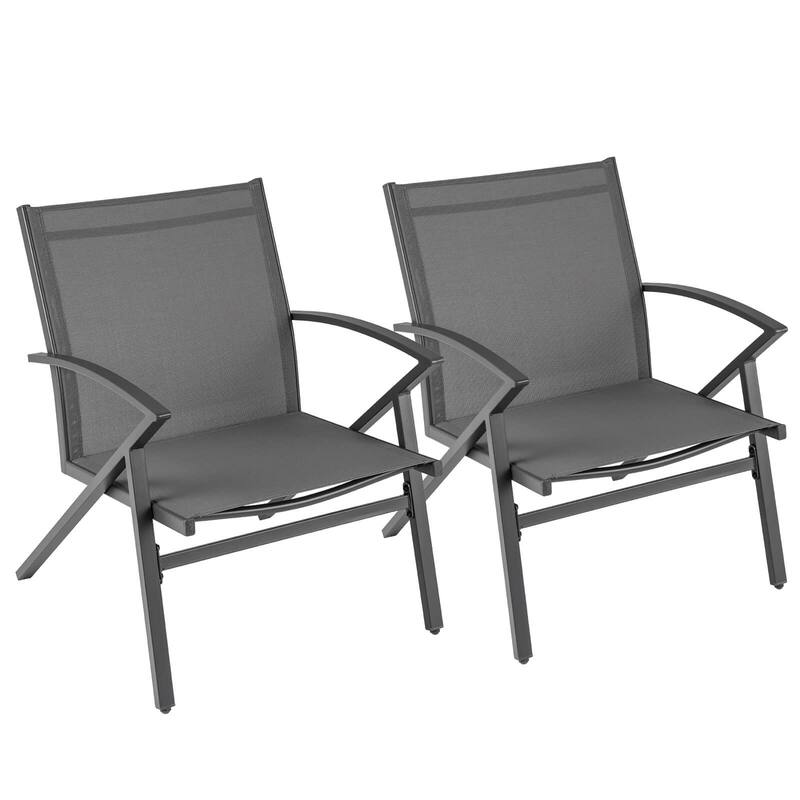 Costway Patio Chairs Set of 2/4 with Heavy Duty Metal Frame Curved - 2 PCS - Set of 2