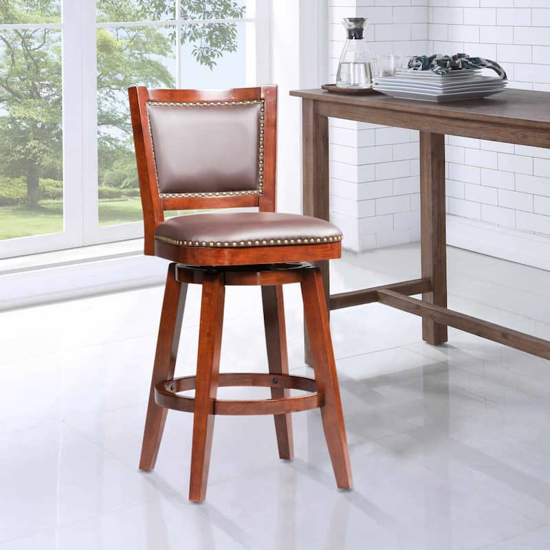 Broadmoor Cherry Brown Swivel Armless Wood Stool - Bar Height