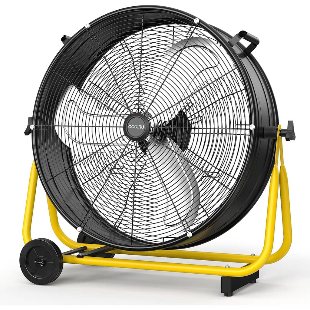24" Industrial 3-Speed 240W Adjustable High Velocity Portable Drum Fan with Wheel