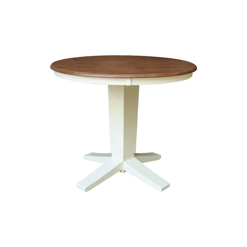 36 in Solid Wood Round Top Pedestal Dining Table with Dining Chairs