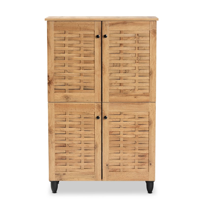 Winda Modern and Contemporary 4-Door Shoe Storage Wood Cabinet
