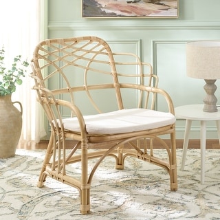 SAFAVIEH Junie Tropical Rattan Dining Chair, Fully Assembled - 26" W x 24" D x 37" H