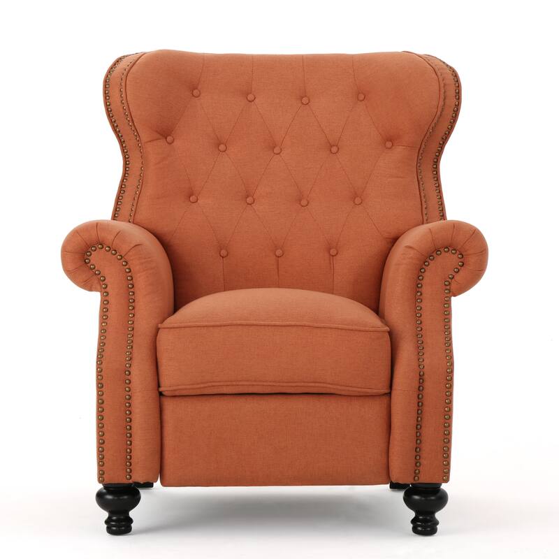 Contemporary Tufted Push Rack Recliner with Nailhead Decoration for Primary Living Space