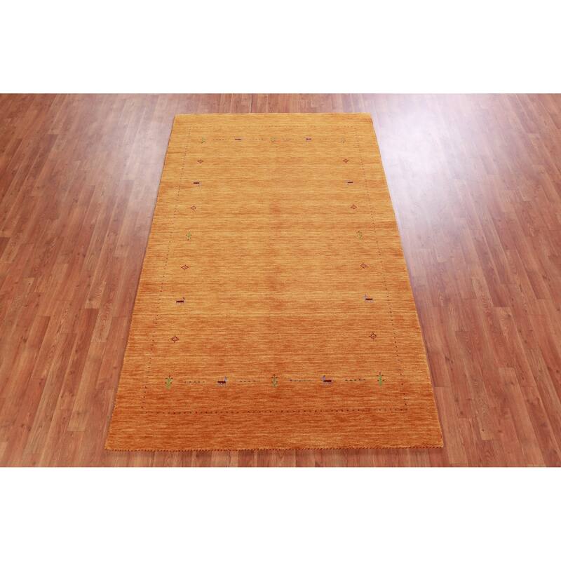 Hand Knotted Oriental 100% Wool Carpet Tribal Stripe Oranges & Rust Gabbeh Area Rug - 8' 0'' X 4' 11''