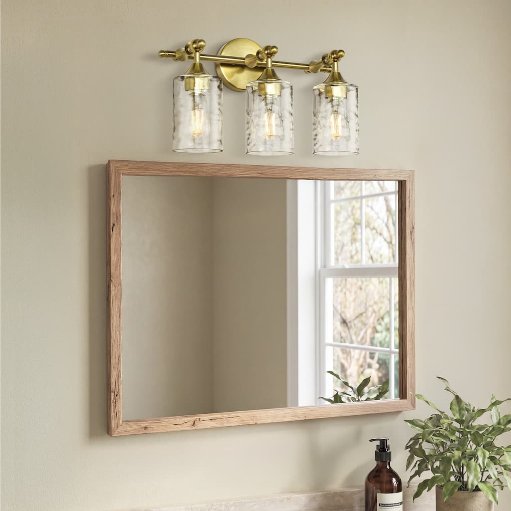 3-Light Wall Sconce with Clear Textured Glass Shades