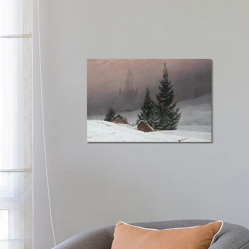 iCanvas "Winter Landscape with a Church, c.1811 " by Caspar David Friedrich Canvas Print - 18x26x1.5